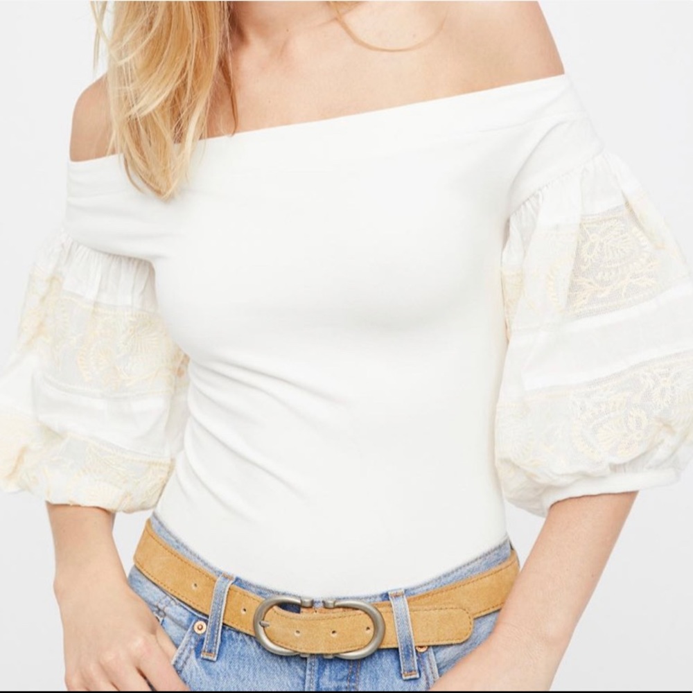 Free People Rock With It Embroidered Blouse Sz Sm
